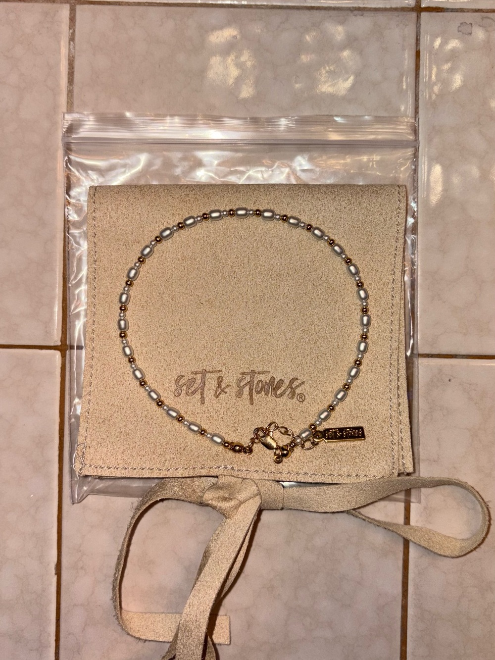 Gold and Pearl Beaded Anklet